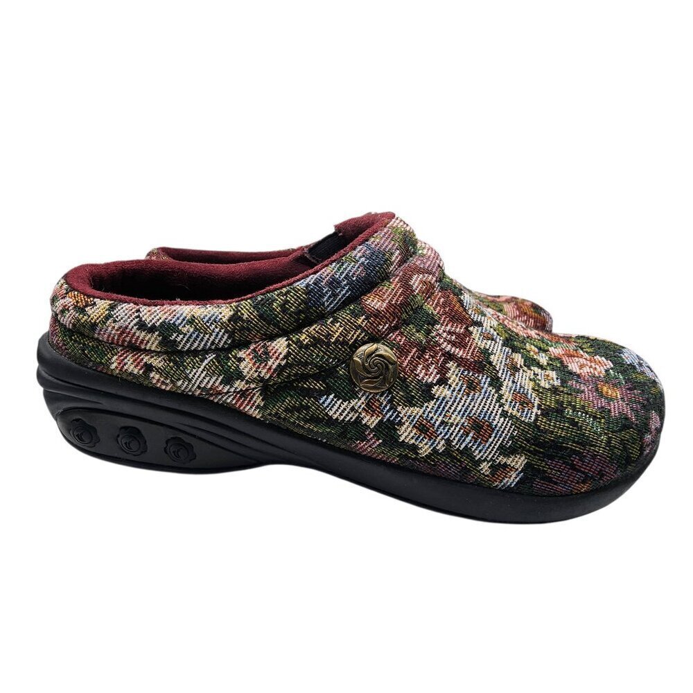 Therafit Molly Clogs Floral Tapestry Slip On Nursing Comfort Shoes Size 9 EU 40